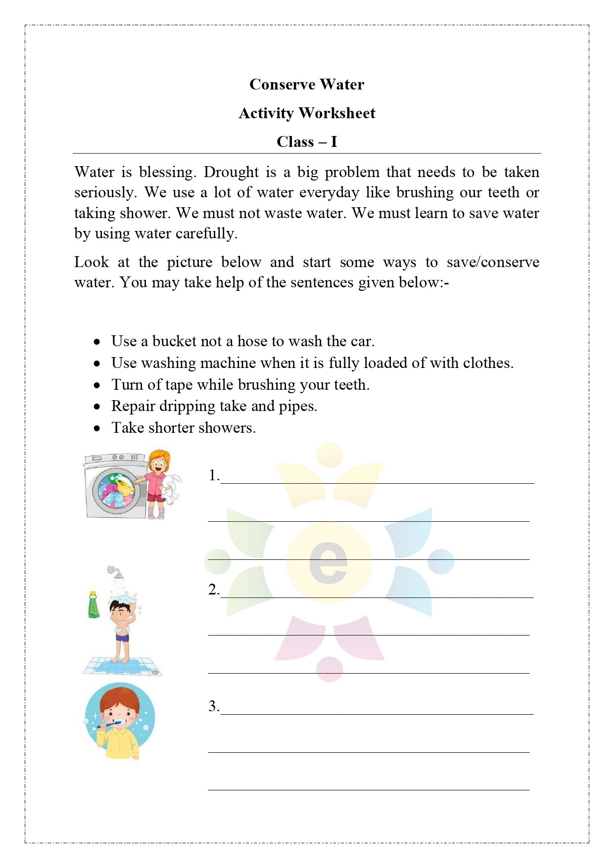 English Worksheet for Class-1